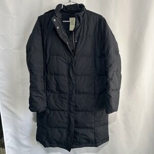 LL Bean Women's Winter Down Puffer Parka Jacket Sz Small Black Hooded Outdoors